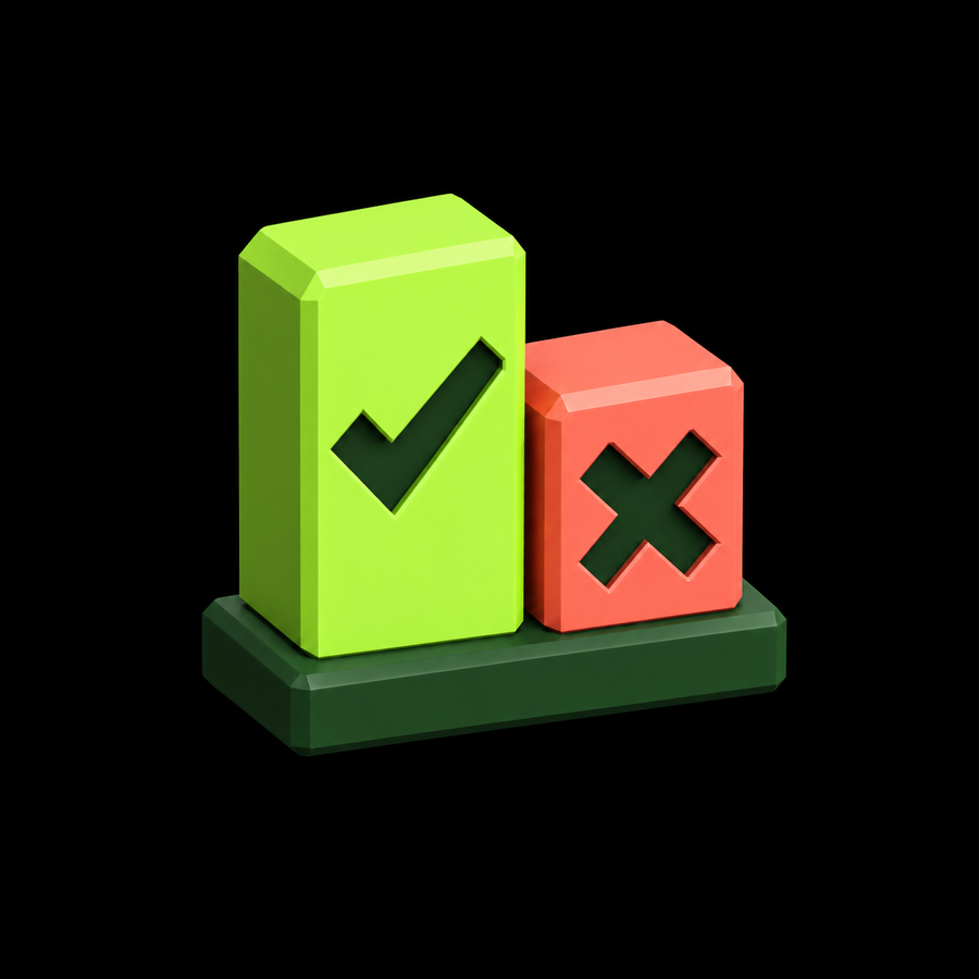 Green YES and coral NO blocks representing two possible outcomes